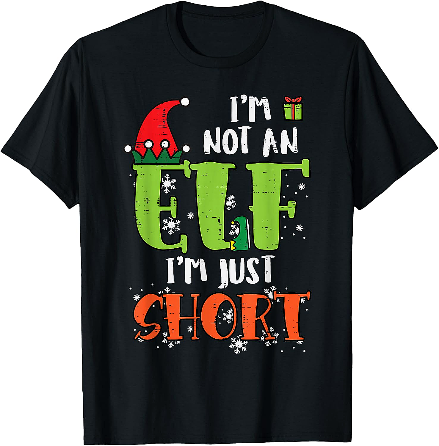 Funny Elf Just Short Christmas T-Shirt Holiday Tee