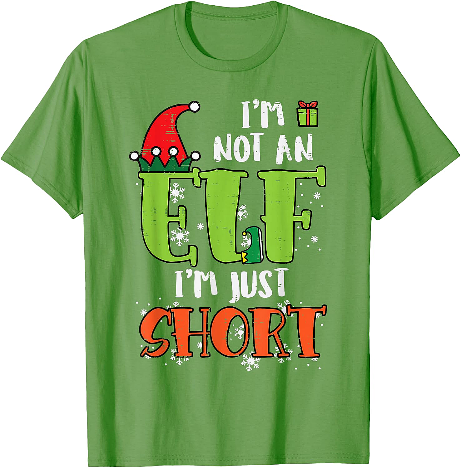  Funny Elf Just Short Christmas T-Shirt Holiday Tee