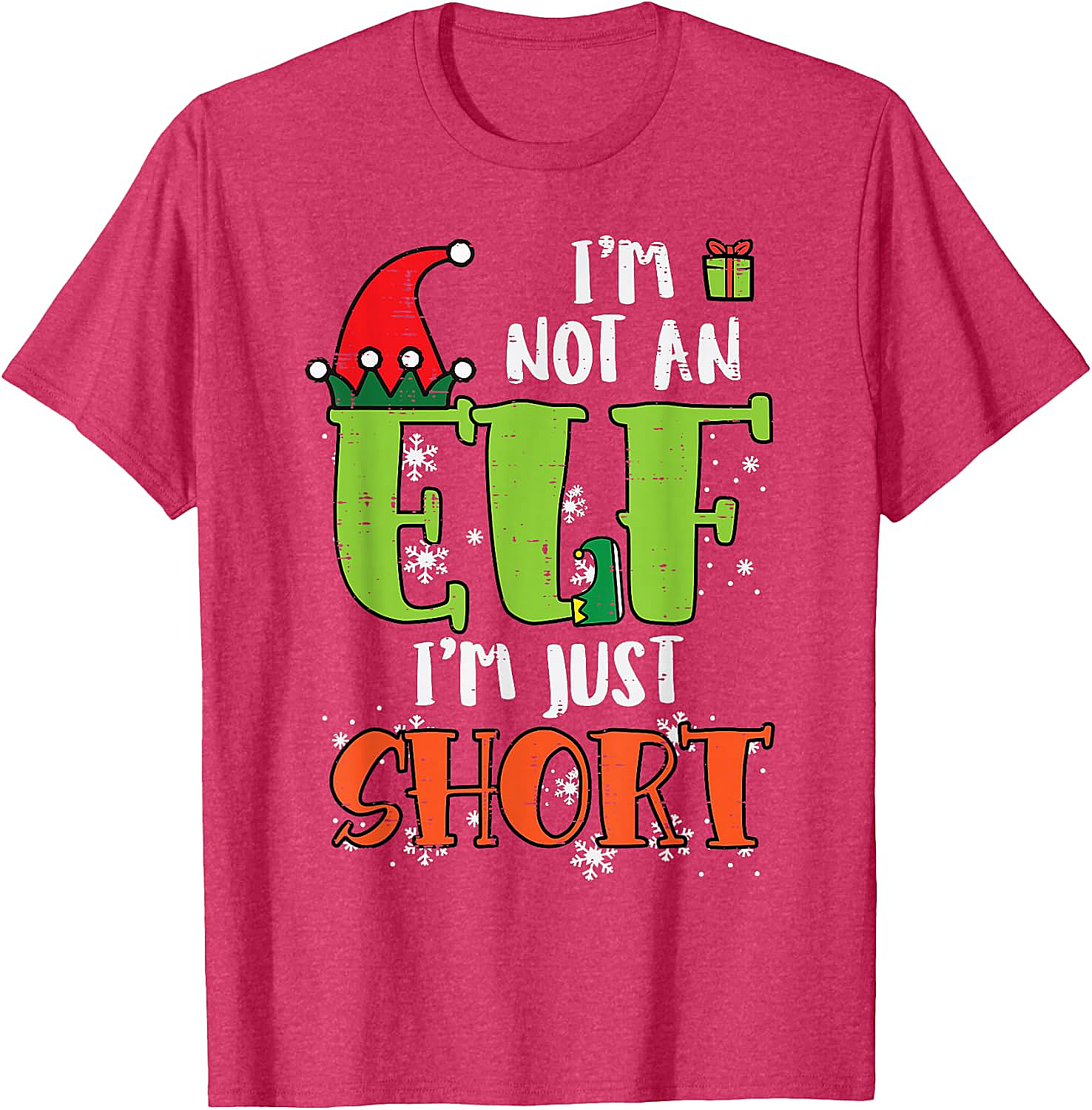  Funny Elf Just Short Christmas T-Shirt Holiday Tee