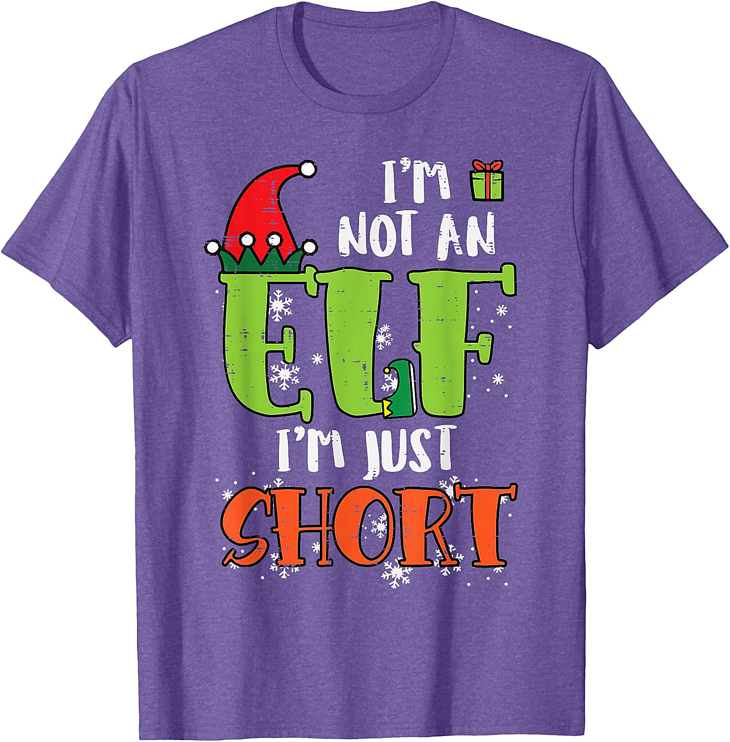  Funny Elf Just Short Christmas T-Shirt Holiday Tee