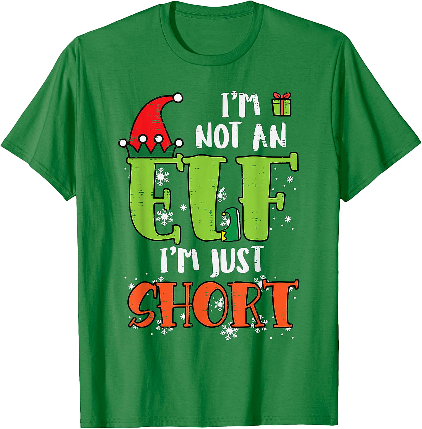  Funny Elf Just Short Christmas T-Shirt Holiday Tee