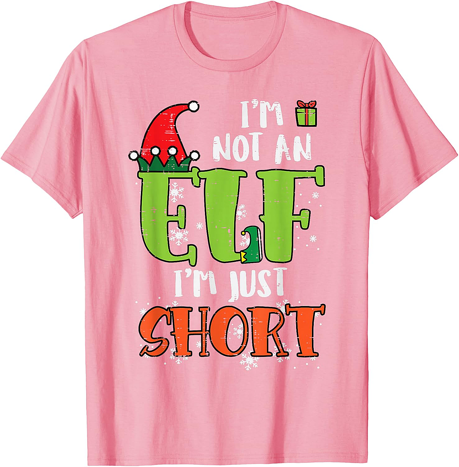  Funny Elf Just Short Christmas T-Shirt Holiday Tee