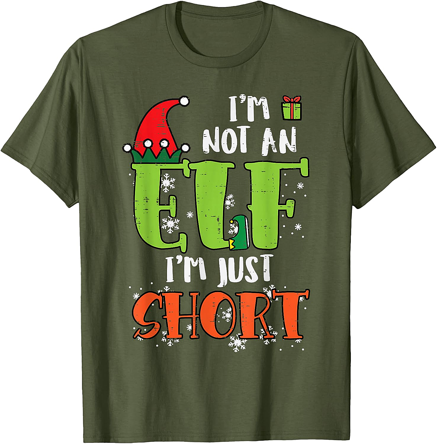  Funny Elf Just Short Christmas T-Shirt Holiday Tee