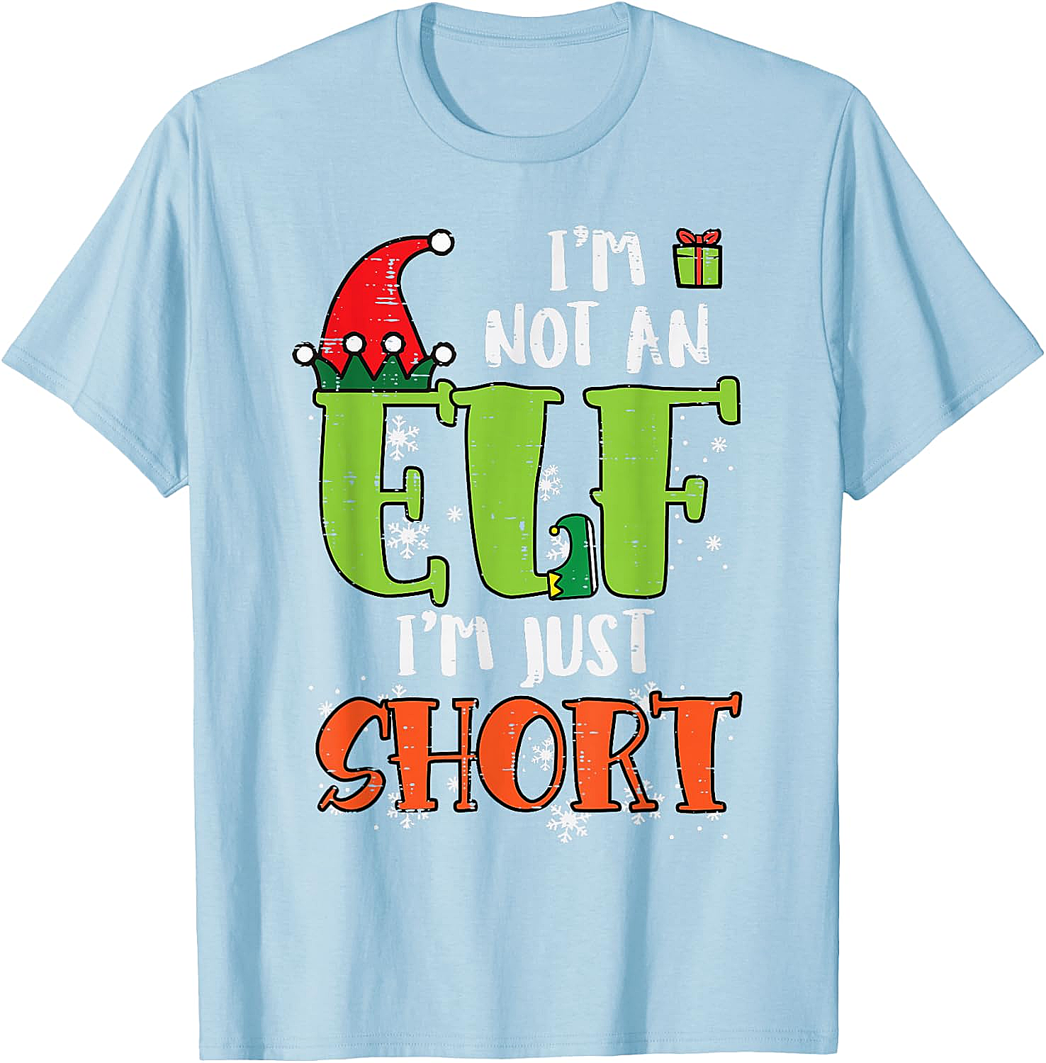  Funny Elf Just Short Christmas T-Shirt Holiday Tee
