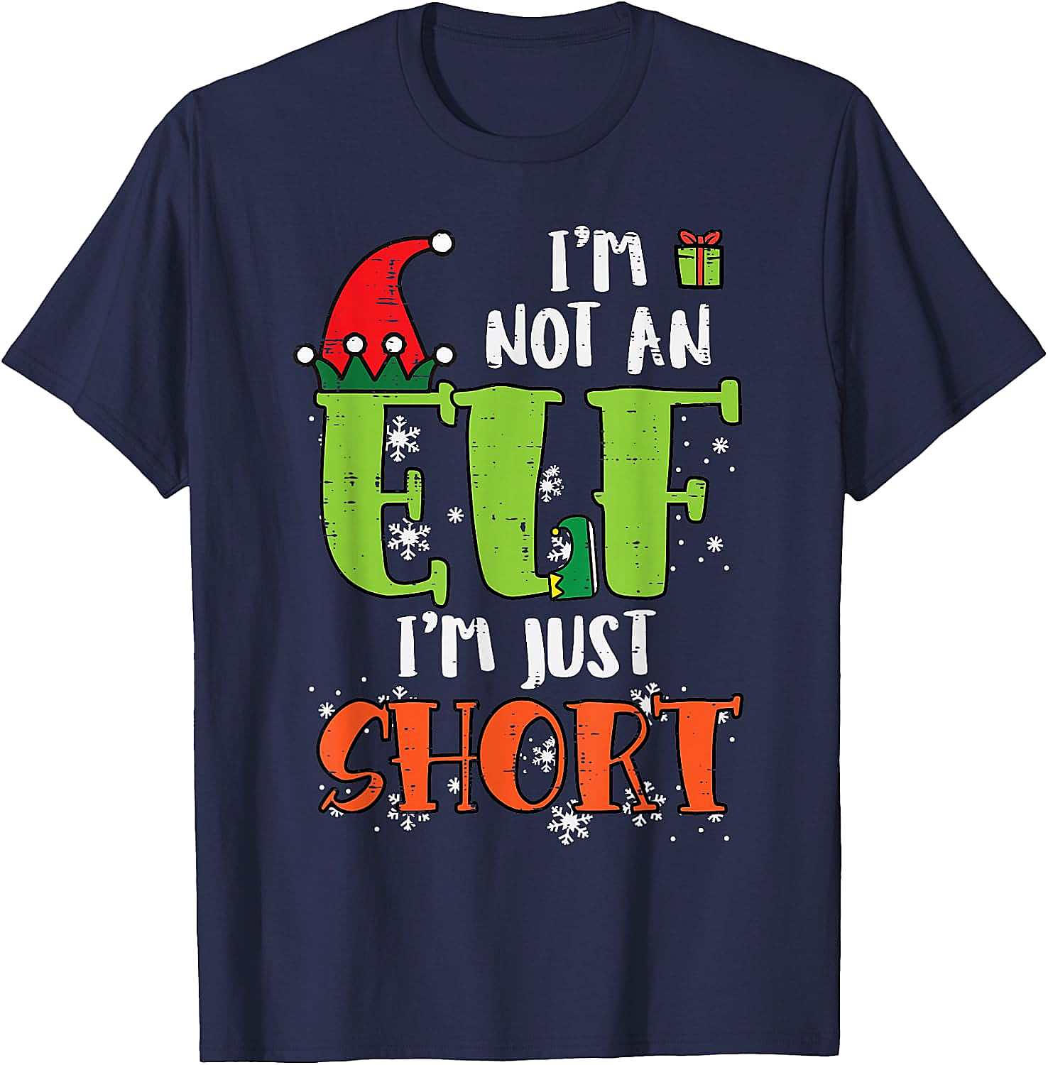  Funny Elf Just Short Christmas T-Shirt Holiday Tee