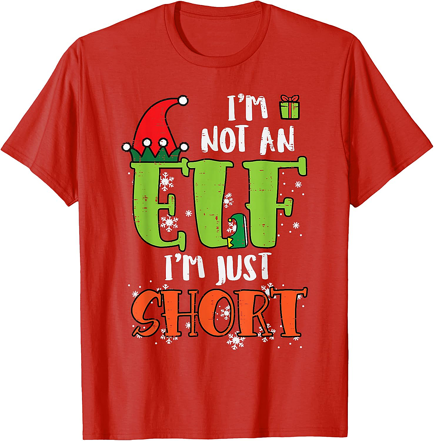  Funny Elf Just Short Christmas T-Shirt Holiday Tee