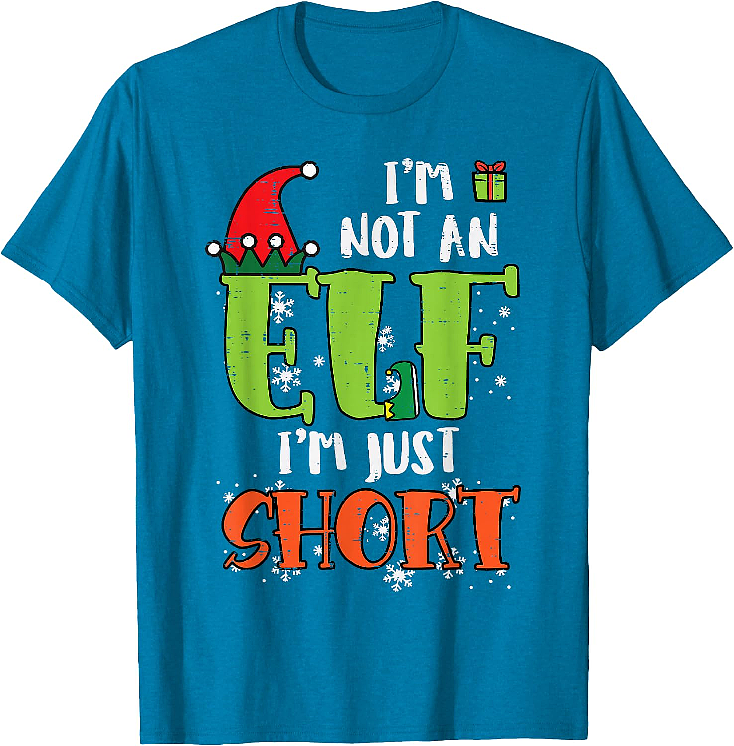  Funny Elf Just Short Christmas T-Shirt Holiday Tee