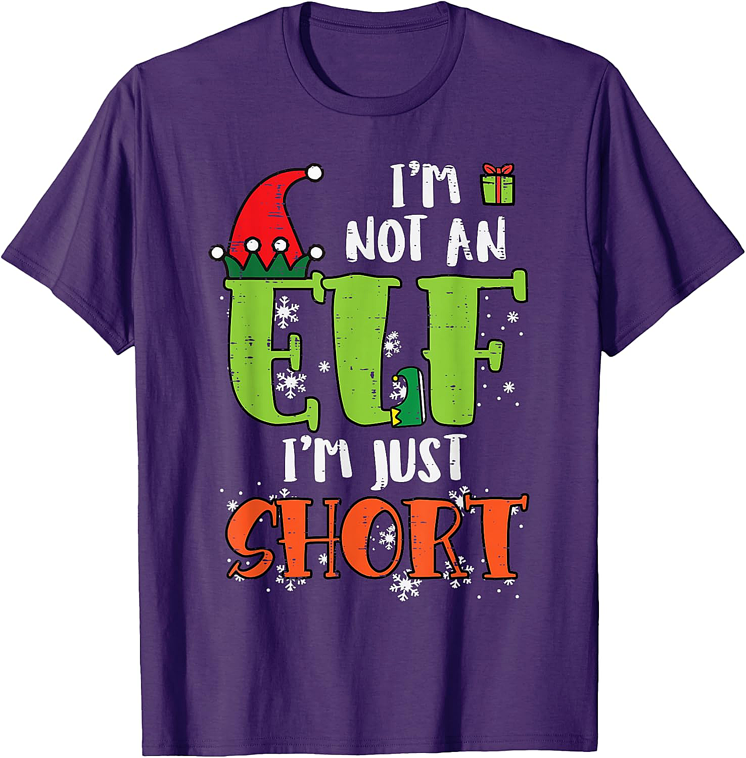  Funny Elf Just Short Christmas T-Shirt Holiday Tee