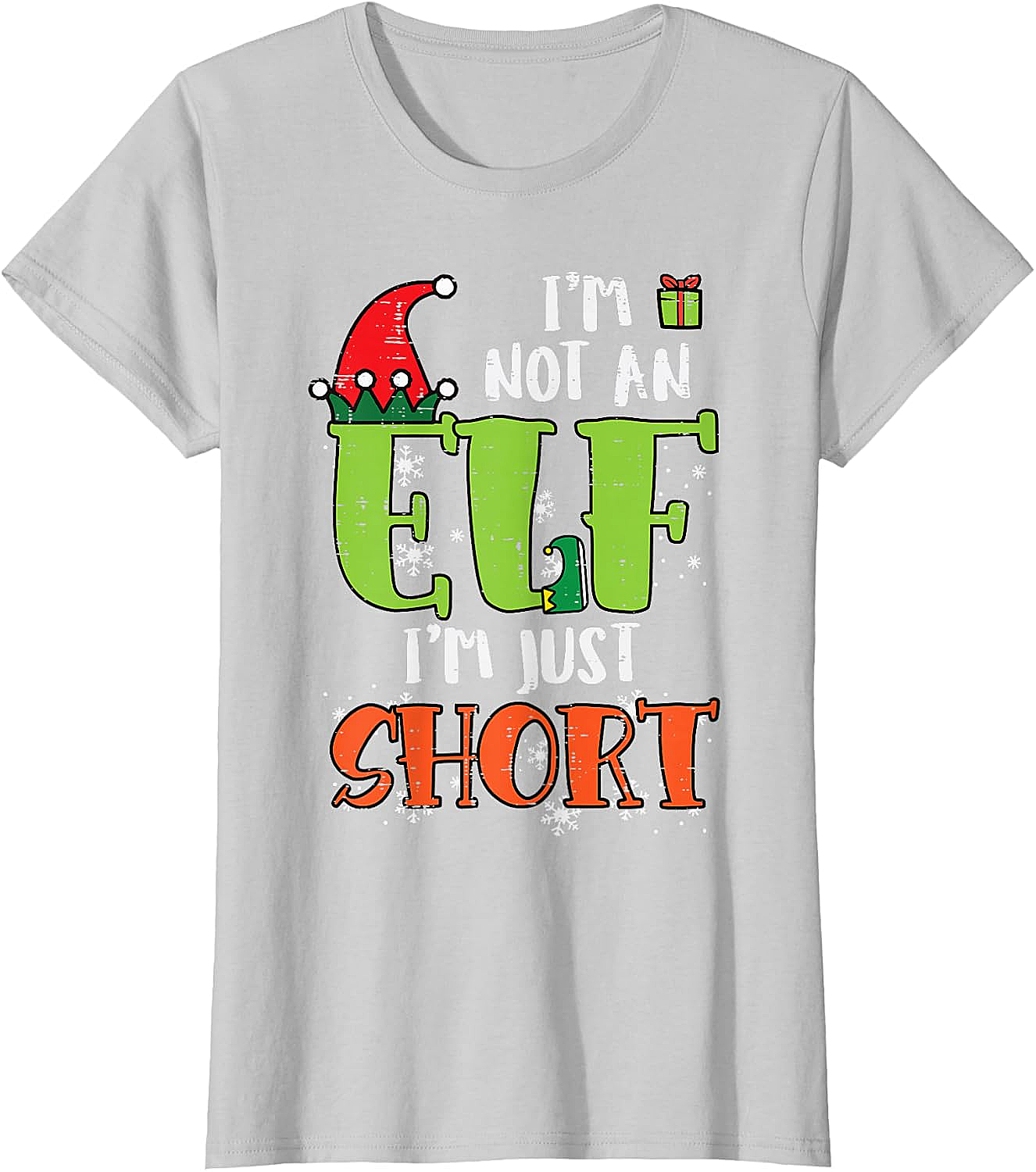  Funny Elf Just Short Christmas T-Shirt Holiday Tee