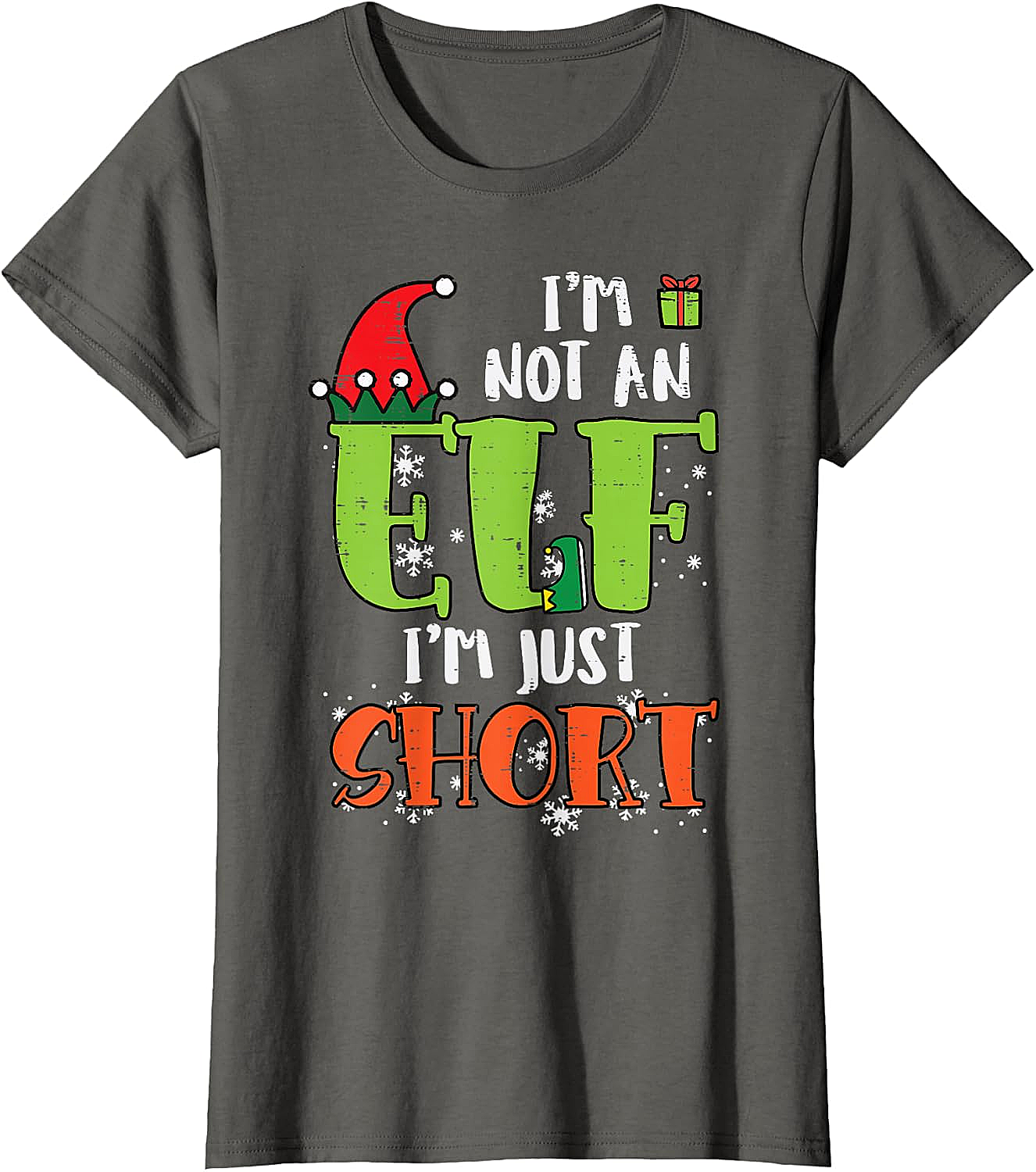  Funny Elf Just Short Christmas T-Shirt Holiday Tee