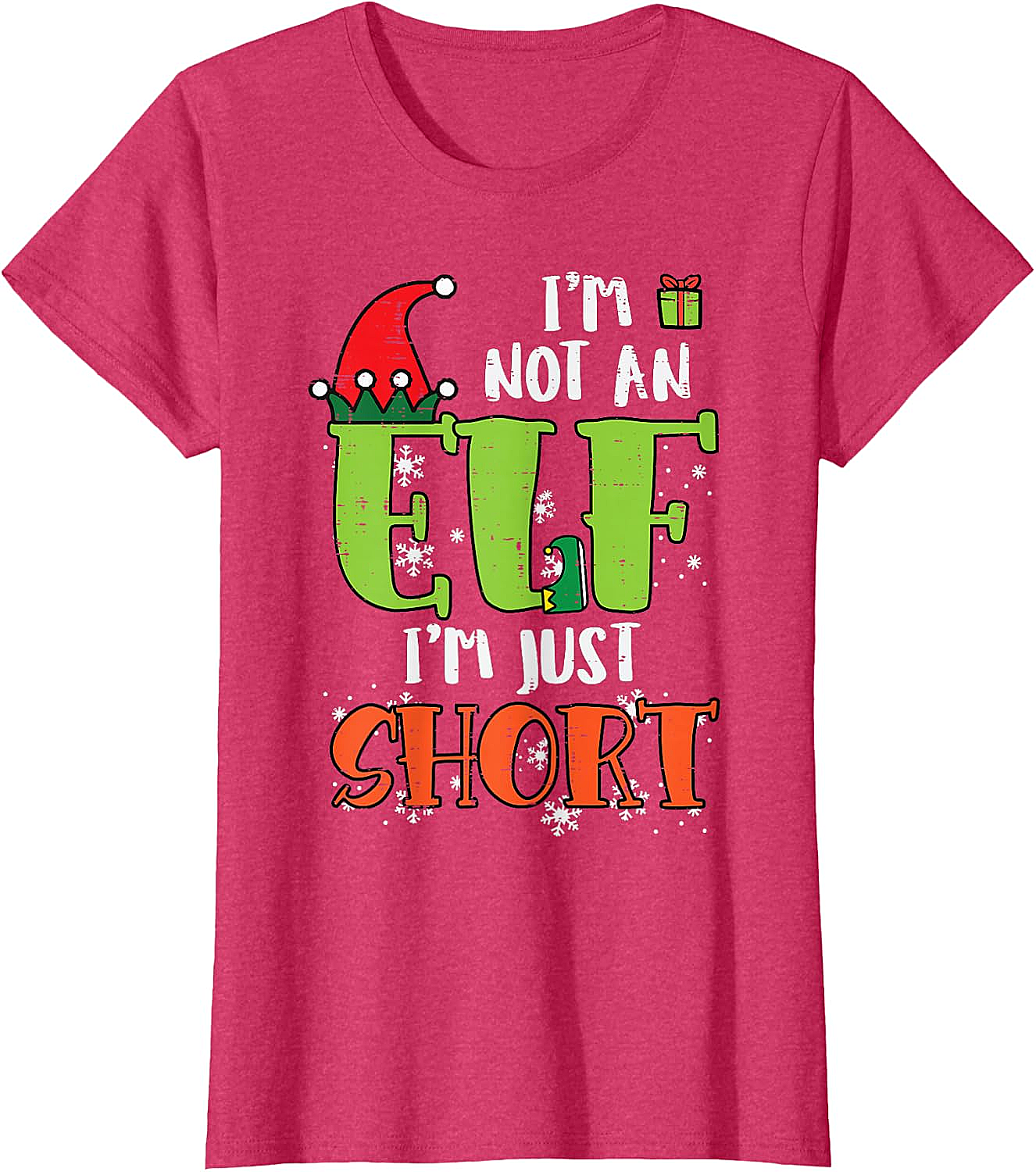  Funny Elf Just Short Christmas T-Shirt Holiday Tee