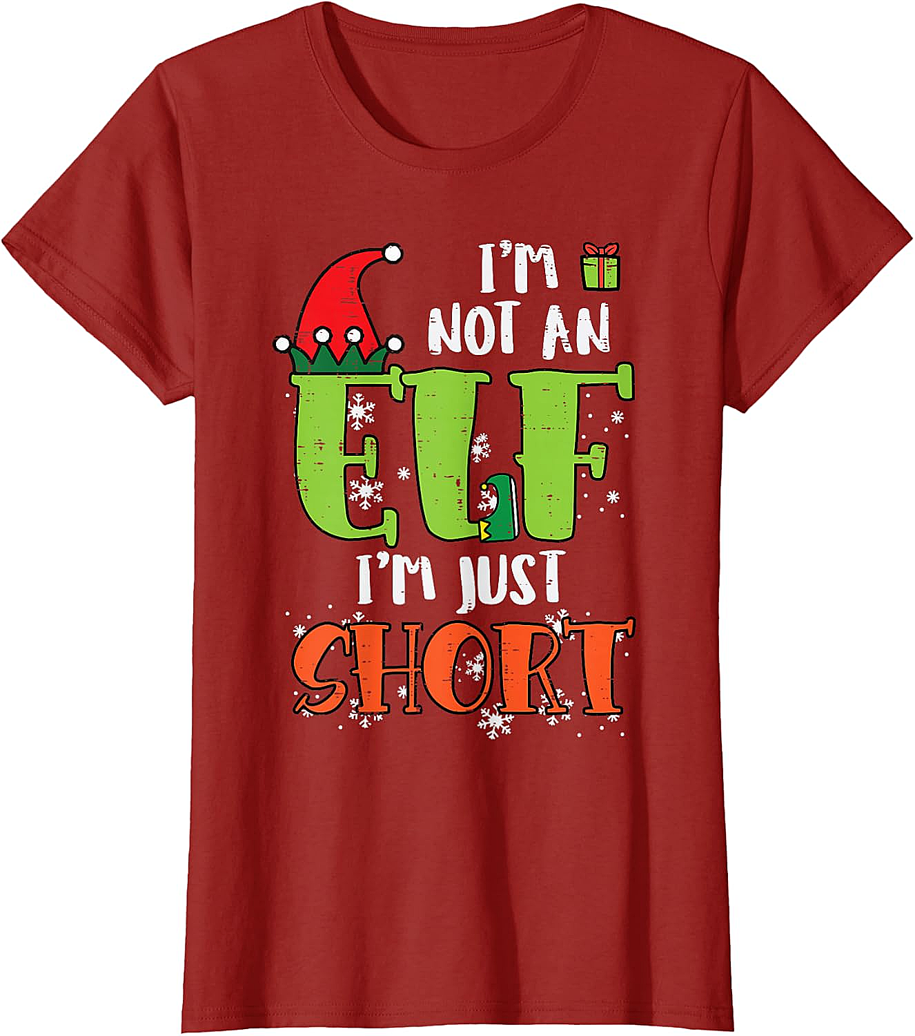  Funny Elf Just Short Christmas T-Shirt Holiday Tee