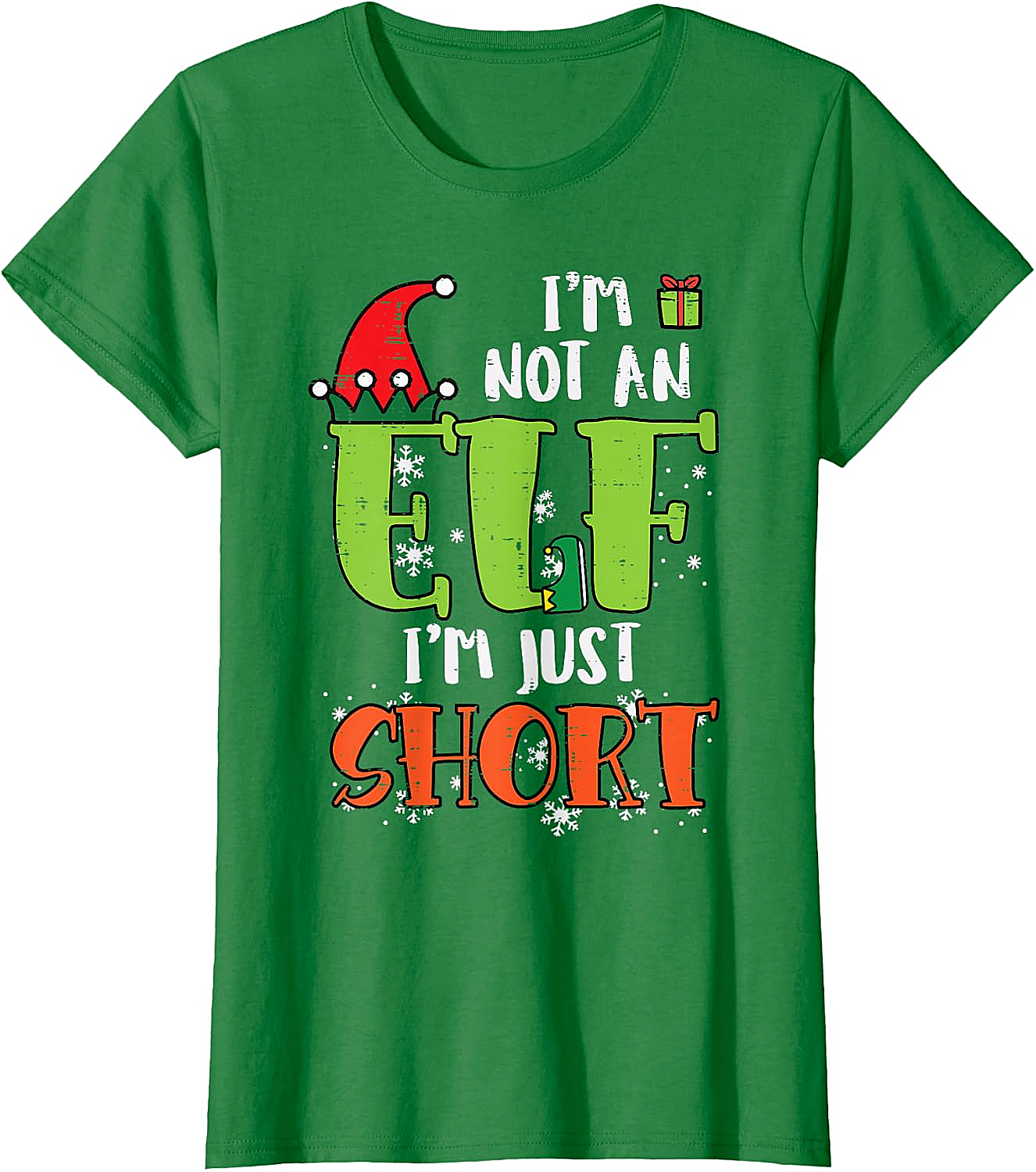  Funny Elf Just Short Christmas T-Shirt Holiday Tee