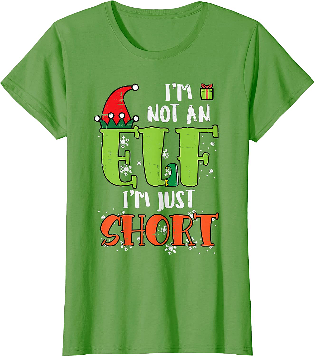  Funny Elf Just Short Christmas T-Shirt Holiday Tee