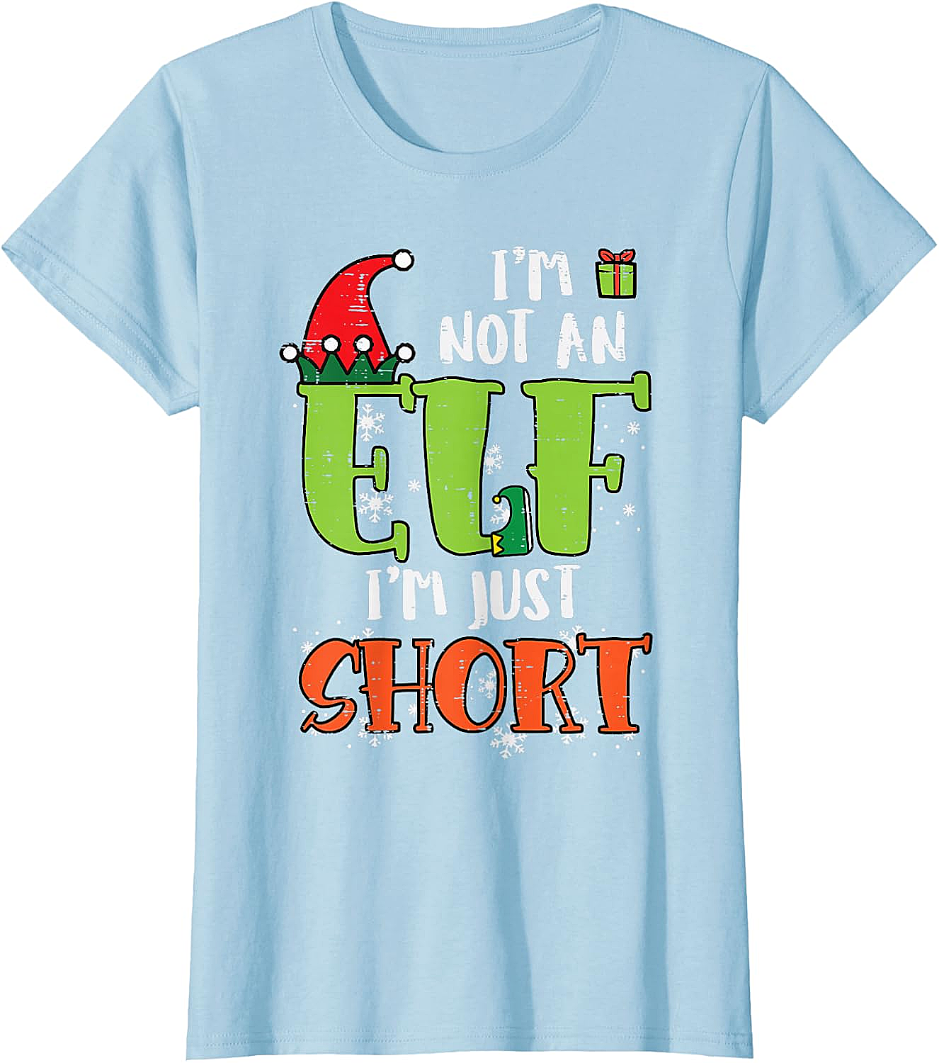  Funny Elf Just Short Christmas T-Shirt Holiday Tee