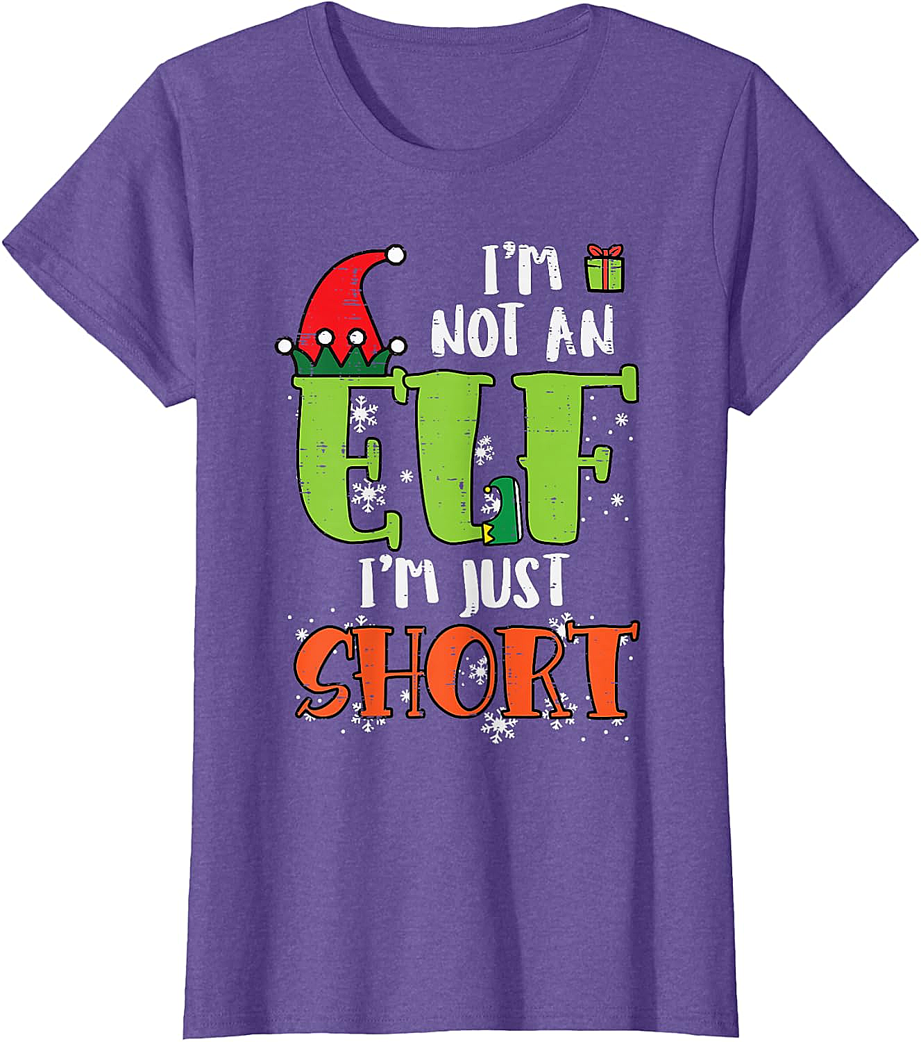  Funny Elf Just Short Christmas T-Shirt Holiday Tee