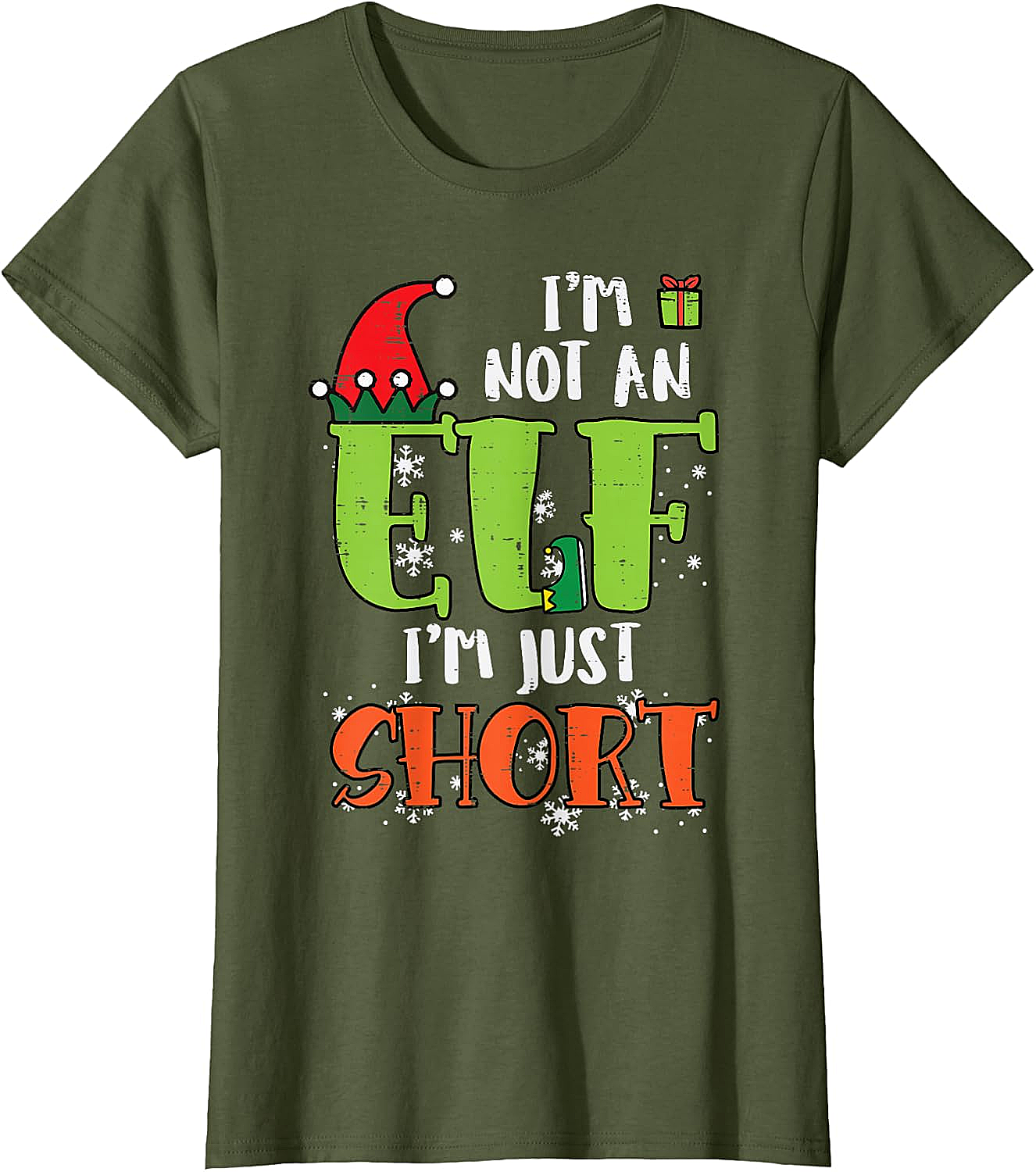  Funny Elf Just Short Christmas T-Shirt Holiday Tee