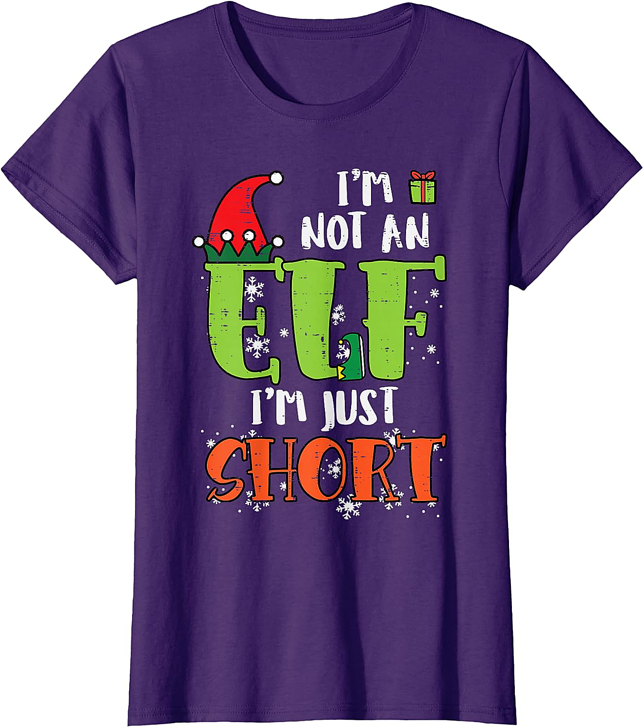  Funny Elf Just Short Christmas T-Shirt Holiday Tee
