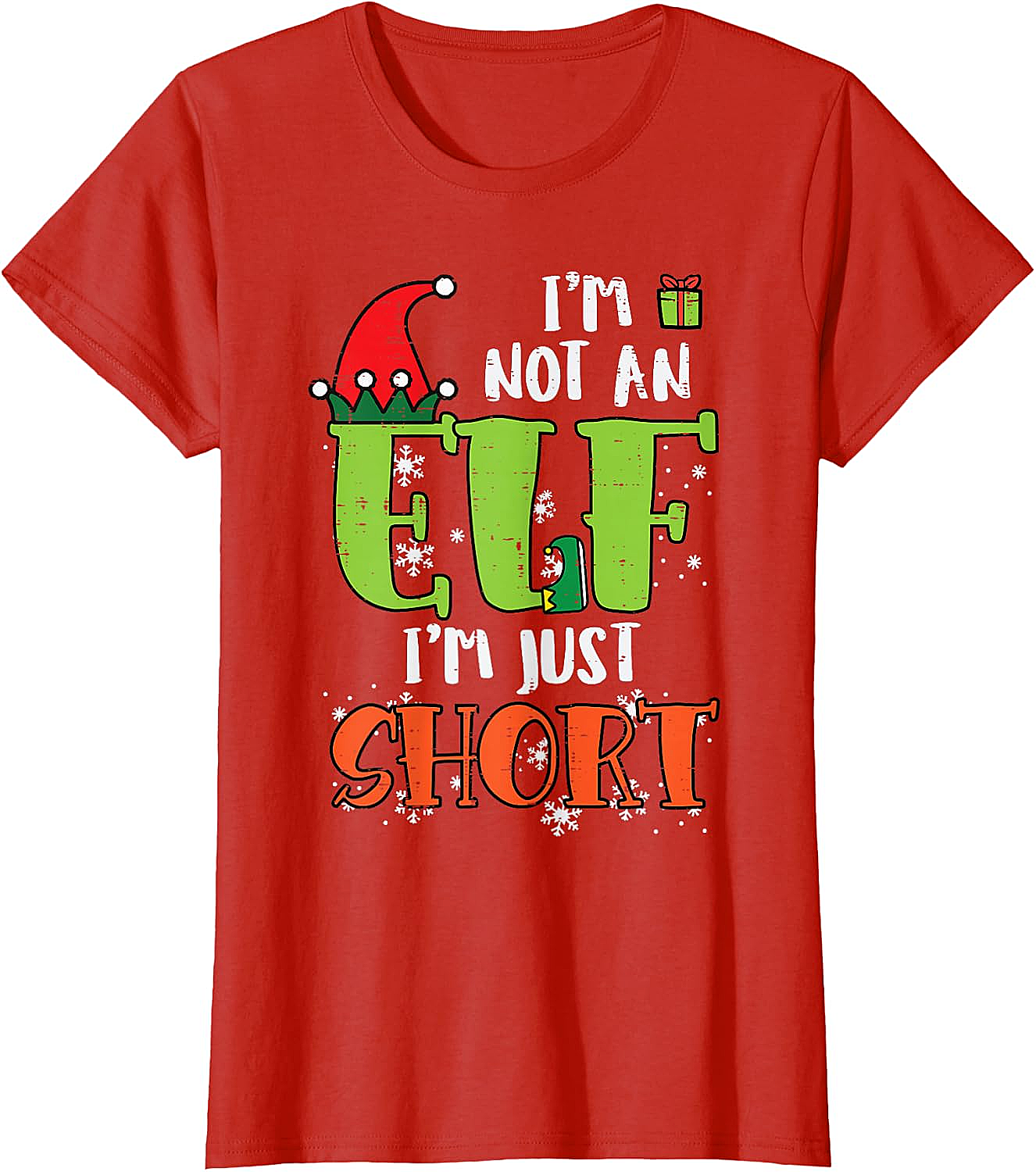  Funny Elf Just Short Christmas T-Shirt Holiday Tee