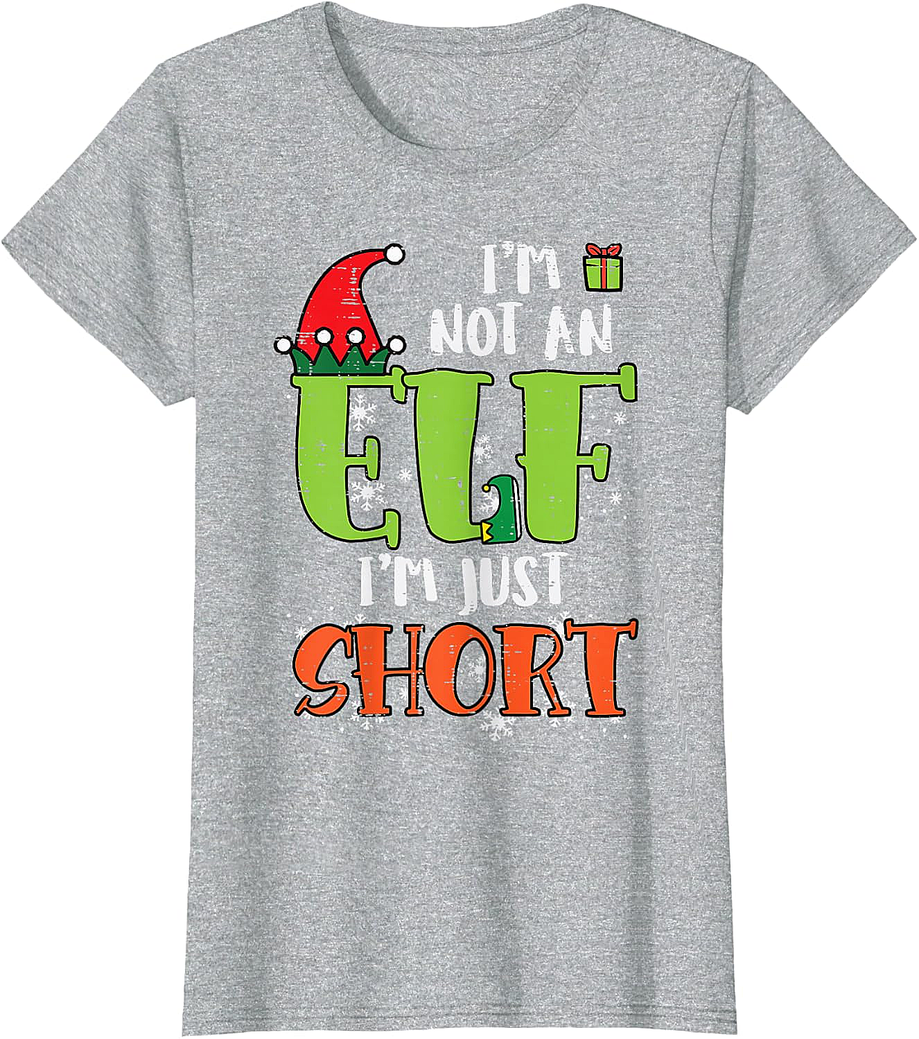  Funny Elf Just Short Christmas T-Shirt Holiday Tee
