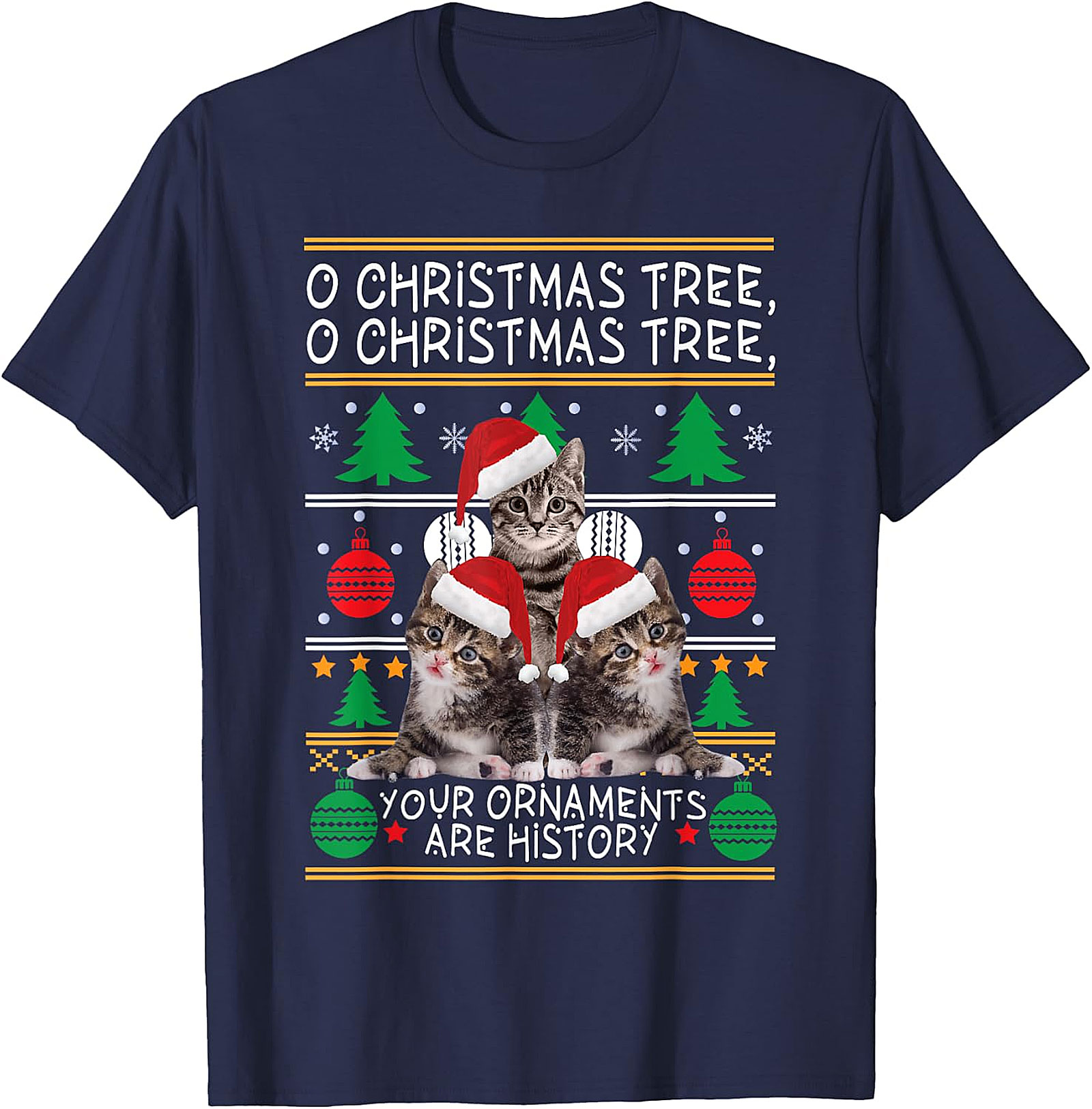  Funny Cat Christmas Ugly Sweater T-Shirt | Holiday Humor