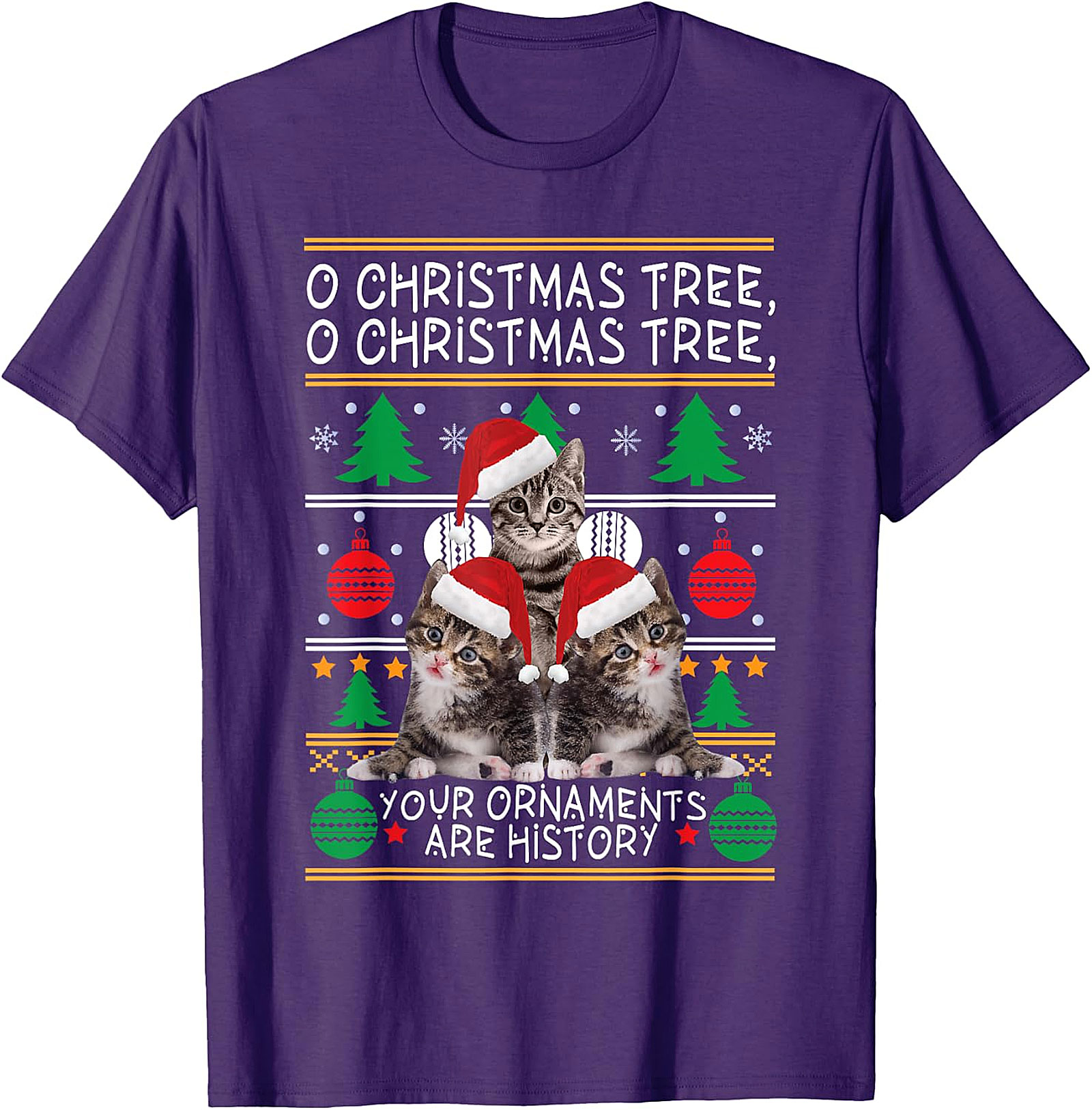  Funny Cat Christmas Ugly Sweater T-Shirt | Holiday Humor