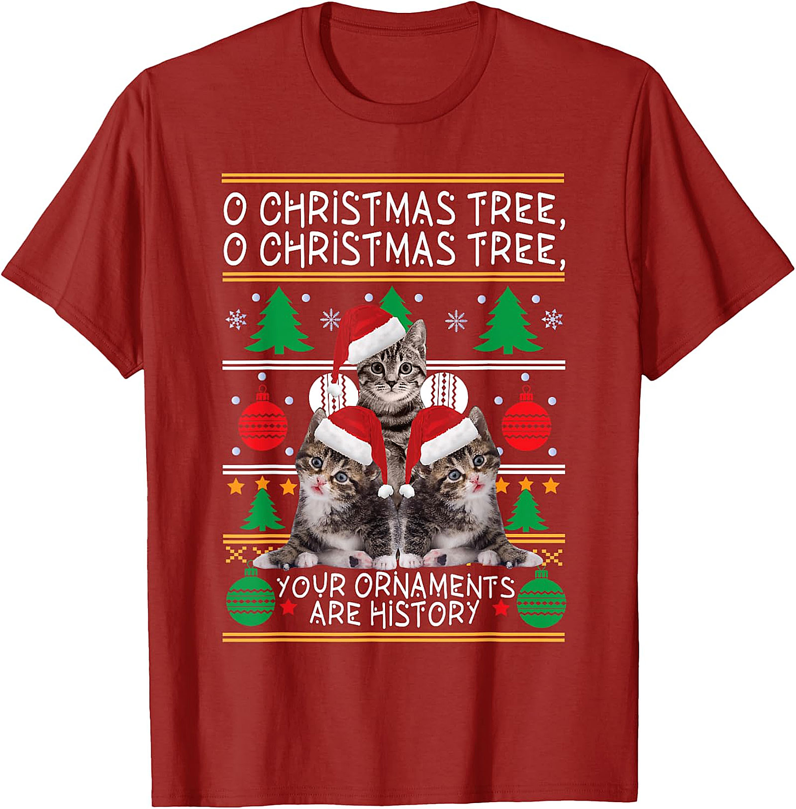  Funny Cat Christmas Ugly Sweater T-Shirt | Holiday Humor