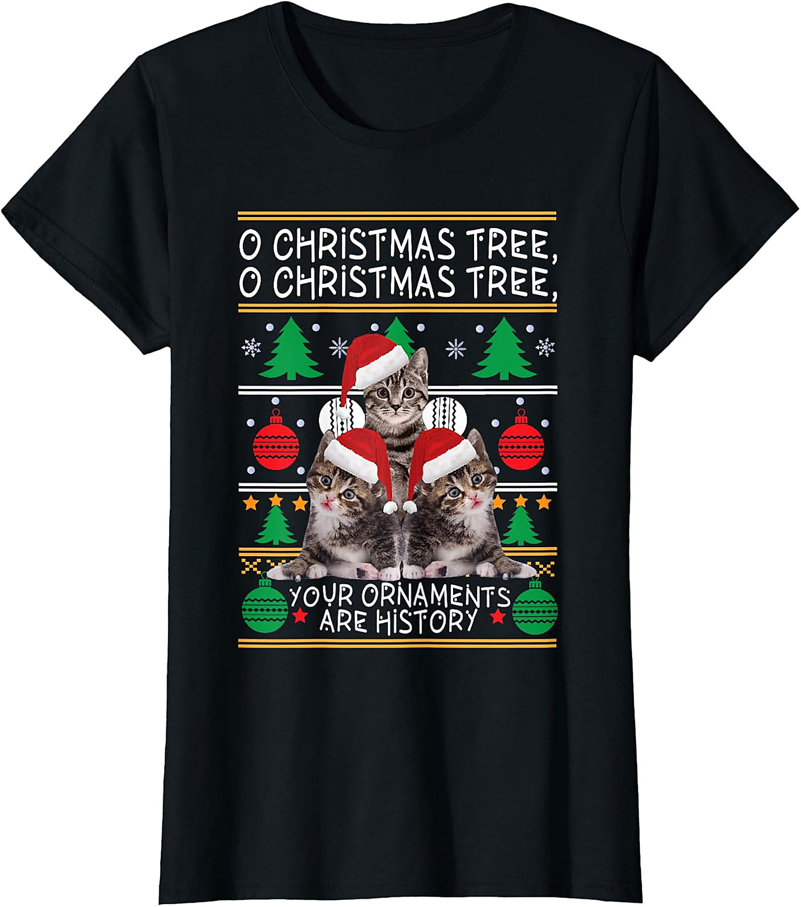  Funny Cat Christmas Ugly Sweater T-Shirt | Holiday Humor
