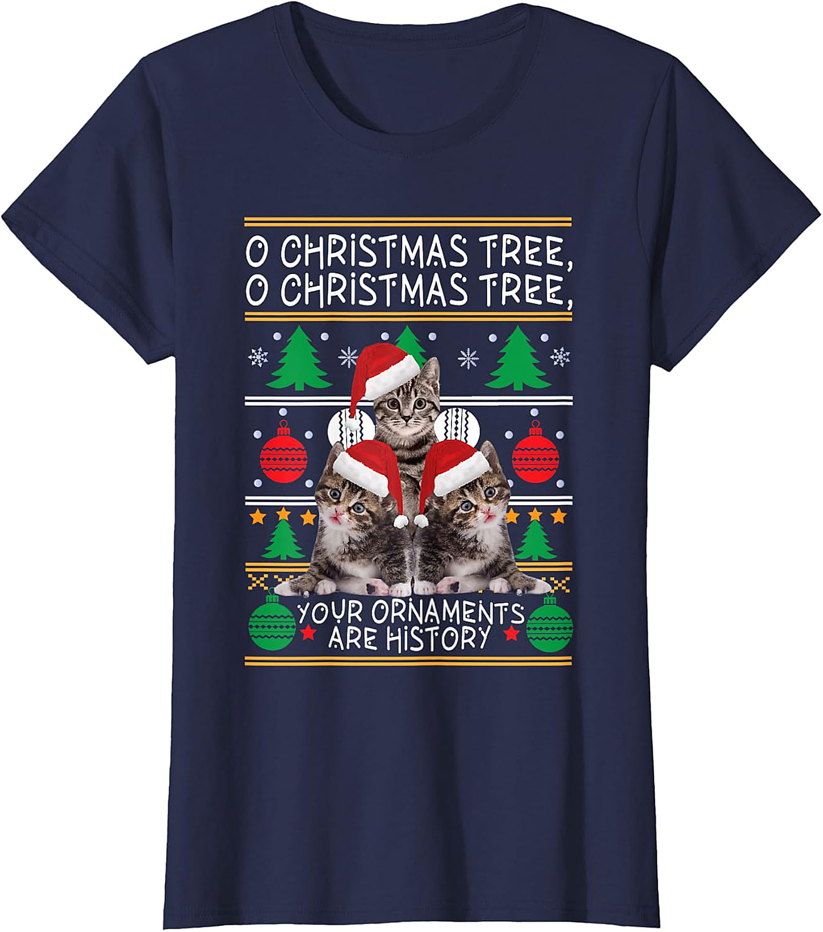 Funny Cat Christmas Ugly Sweater T-Shirt | Holiday Humor