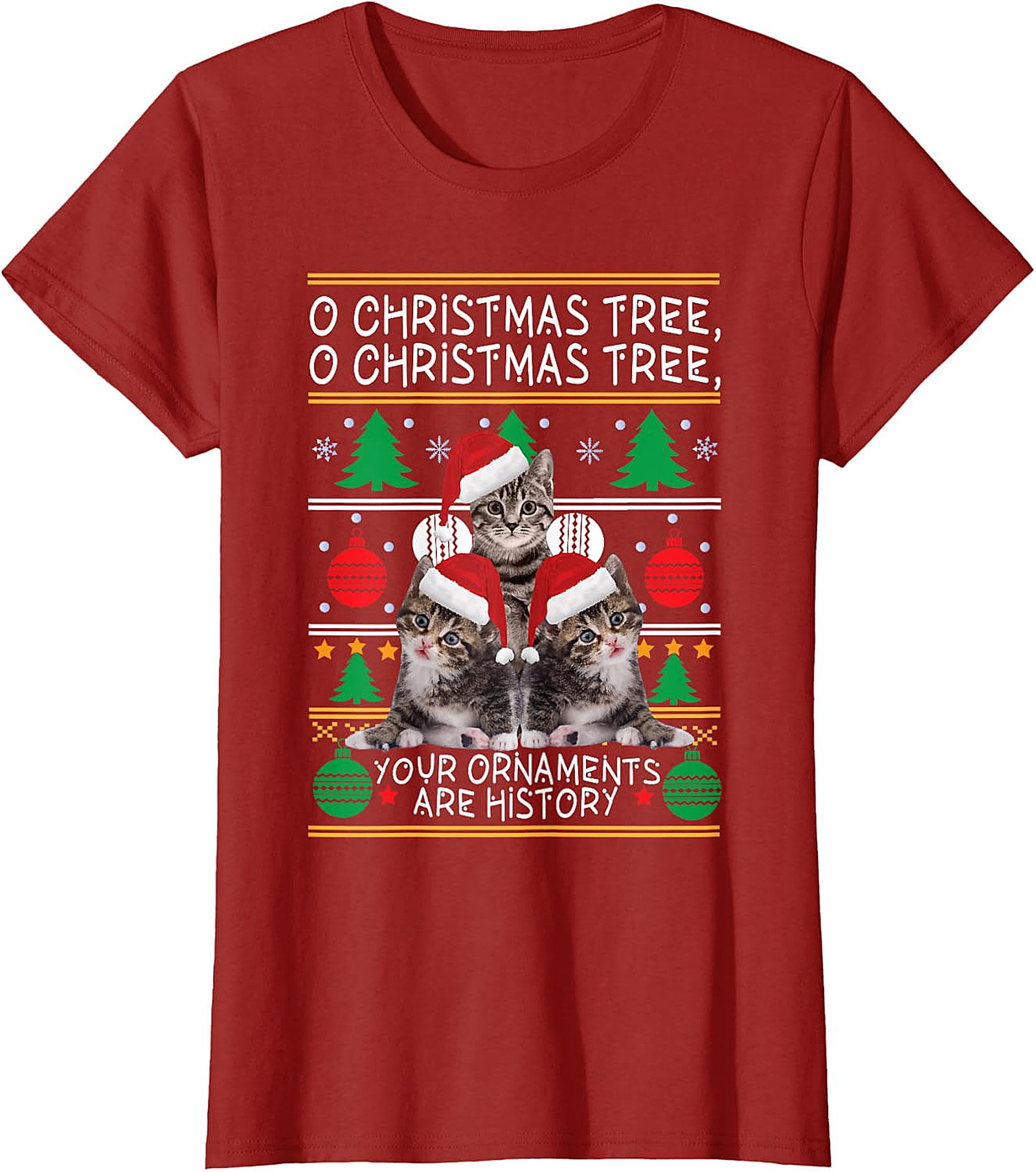  Funny Cat Christmas Ugly Sweater T-Shirt | Holiday Humor
