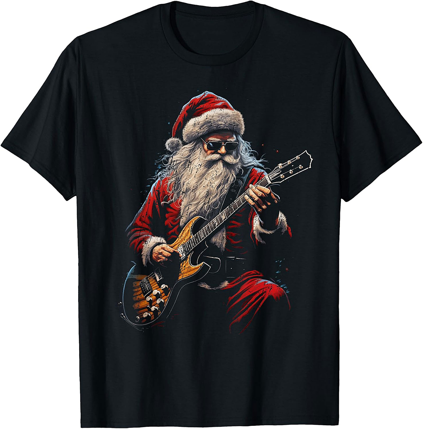 Rock & Roll Santa T-Shirt | Electric Guitar Christmas Tee