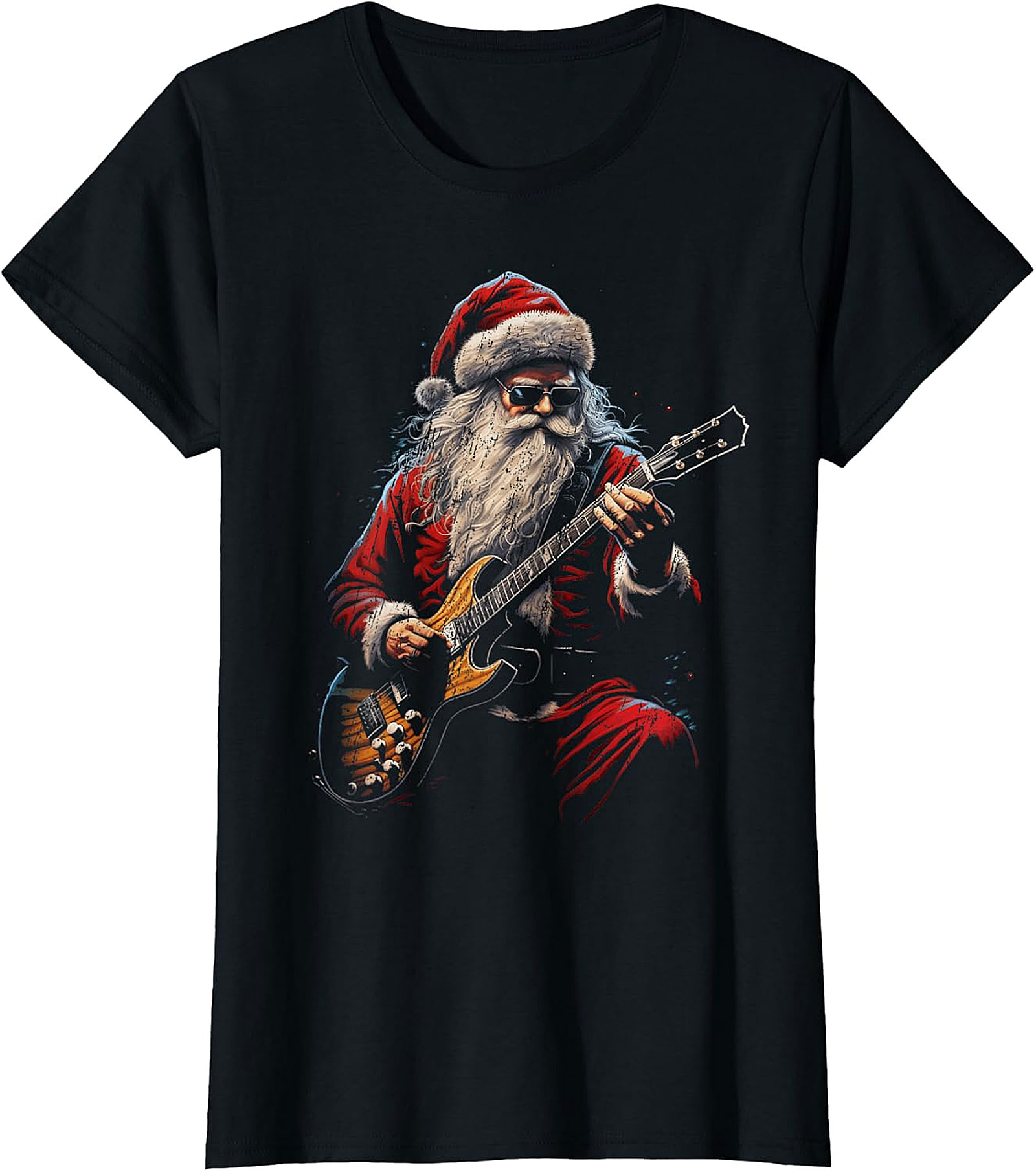 Rock & Roll Santa T-Shirt | Electric Guitar Christmas Tee