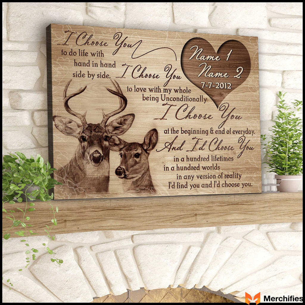 Custom canvas Buck and Doe Deer