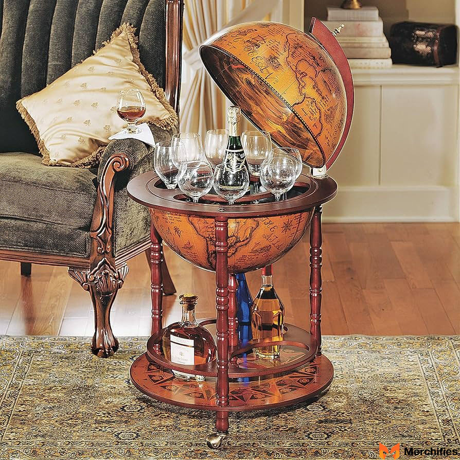 Antique Gold Globe Bar Cart