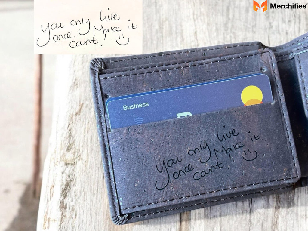 A wallet with Handwriting