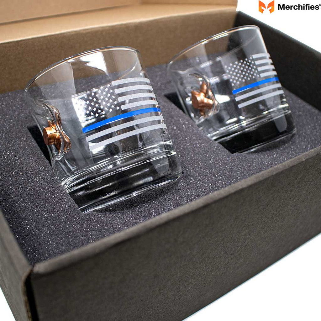Blue Line Rock Glass