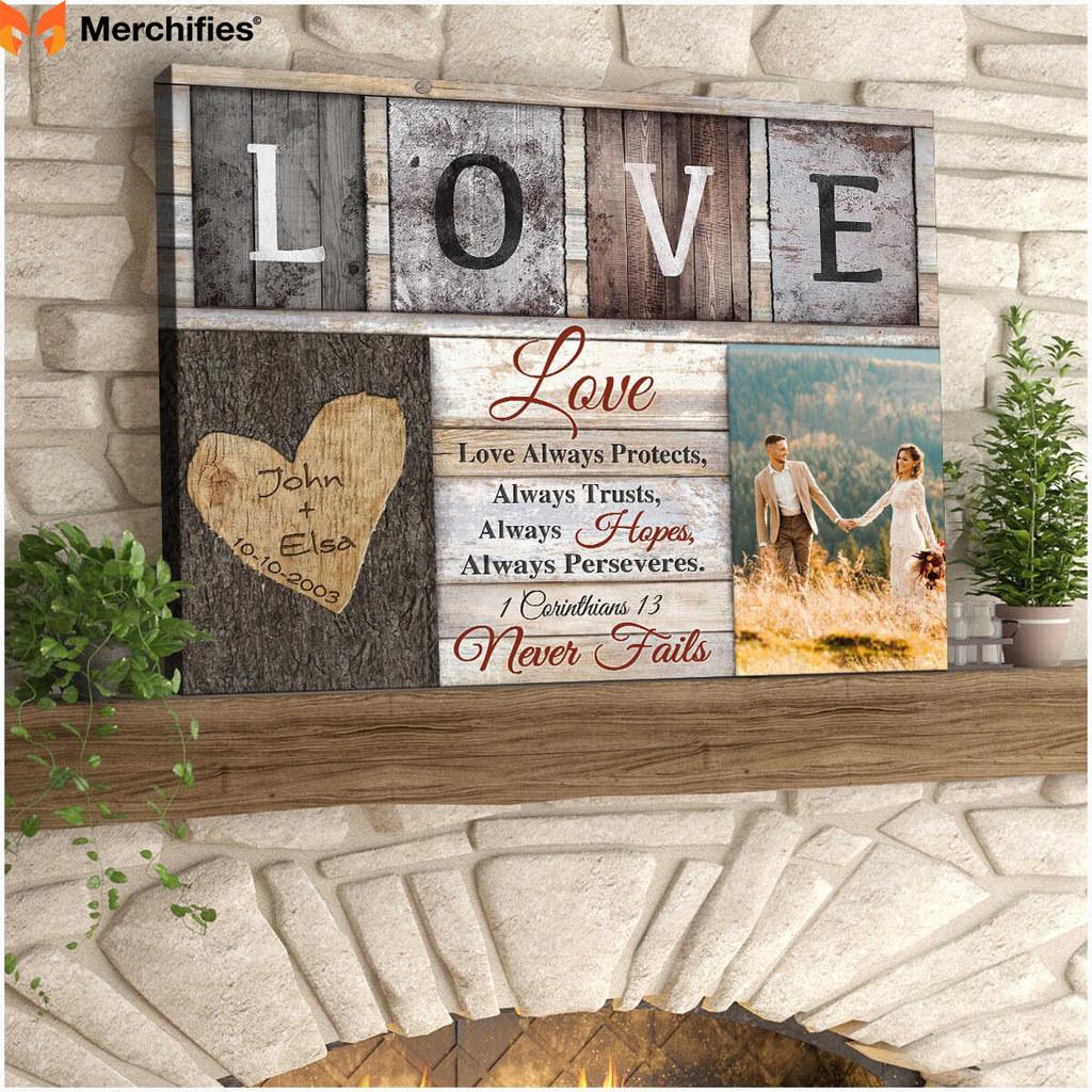 Never Fails 1 Corinthians 13 Canvas Print