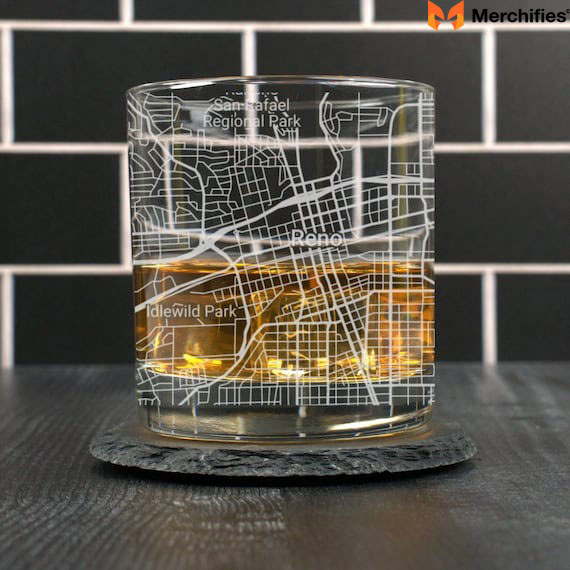 Glass with a City Map