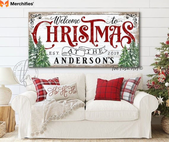 Personalized Christmas Family Canvas Print