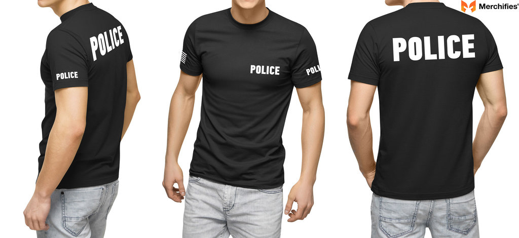 A Police T-Shirt In A Minimalist Style