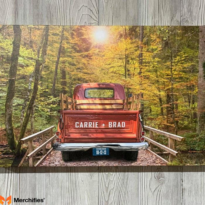 Custom Names And Date On Truck Canvas Print