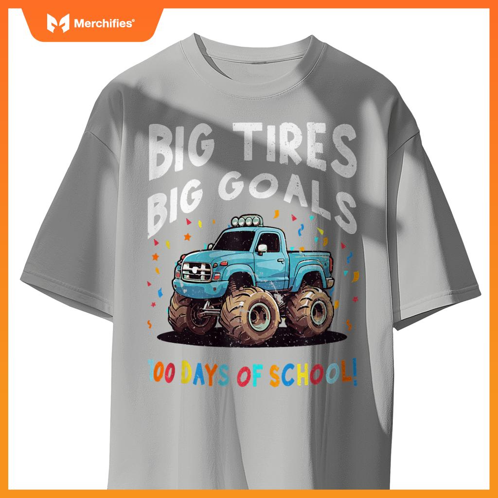 100 Days Of School 100th Day Of School Boys Monster Truck T-Shirt