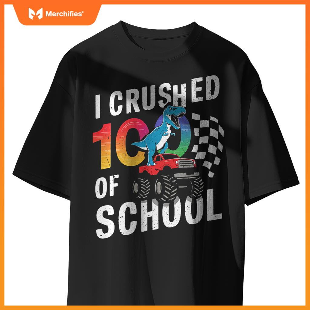 100 Days Of School Monster Truck Dinosaur T-Shirt