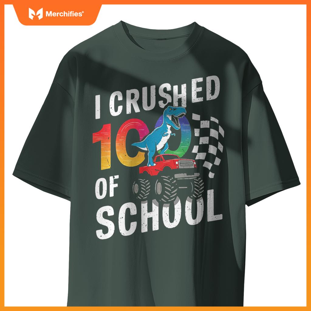100 Days Of School Monster Truck Dinosaur T-Shirt