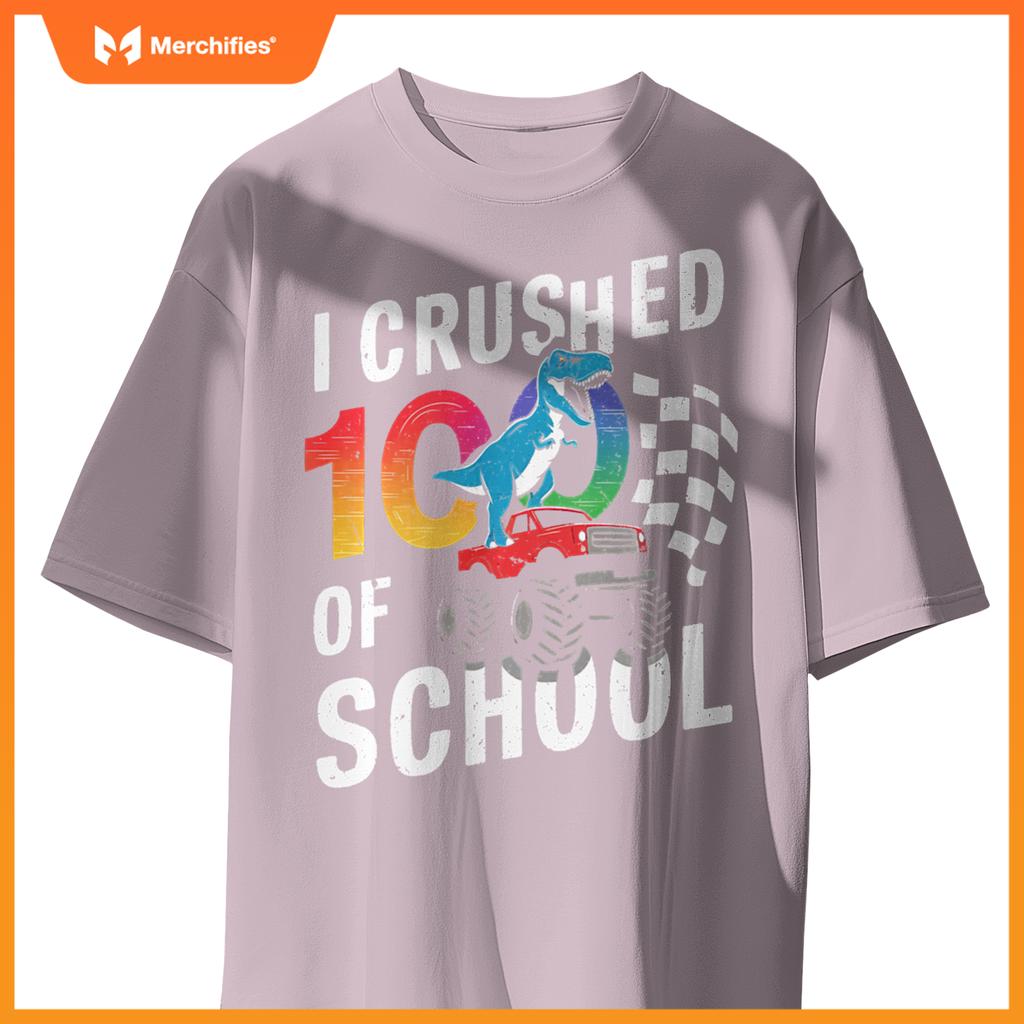 100 Days Of School Monster Truck Dinosaur T-Shirt