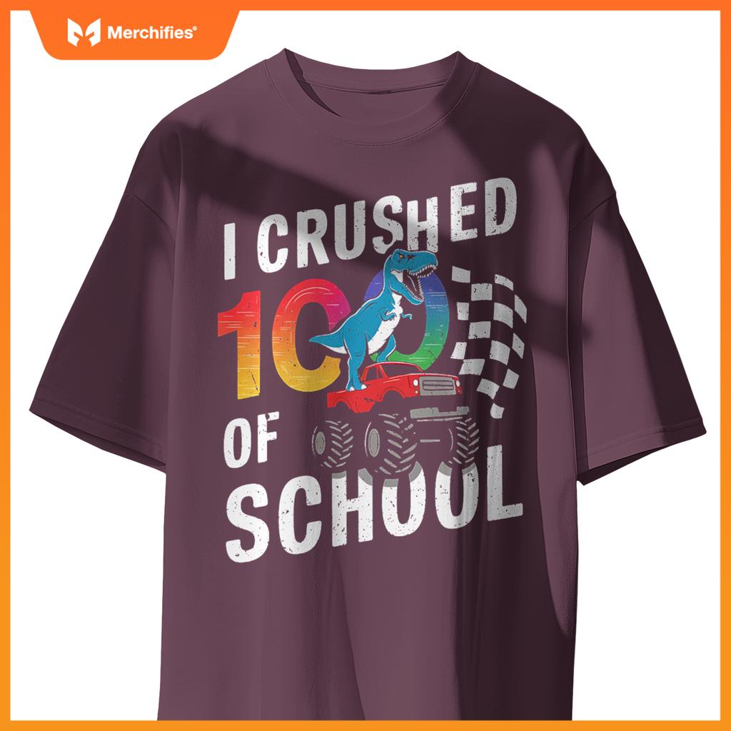 100 Days Of School Monster Truck Dinosaur T-Shirt