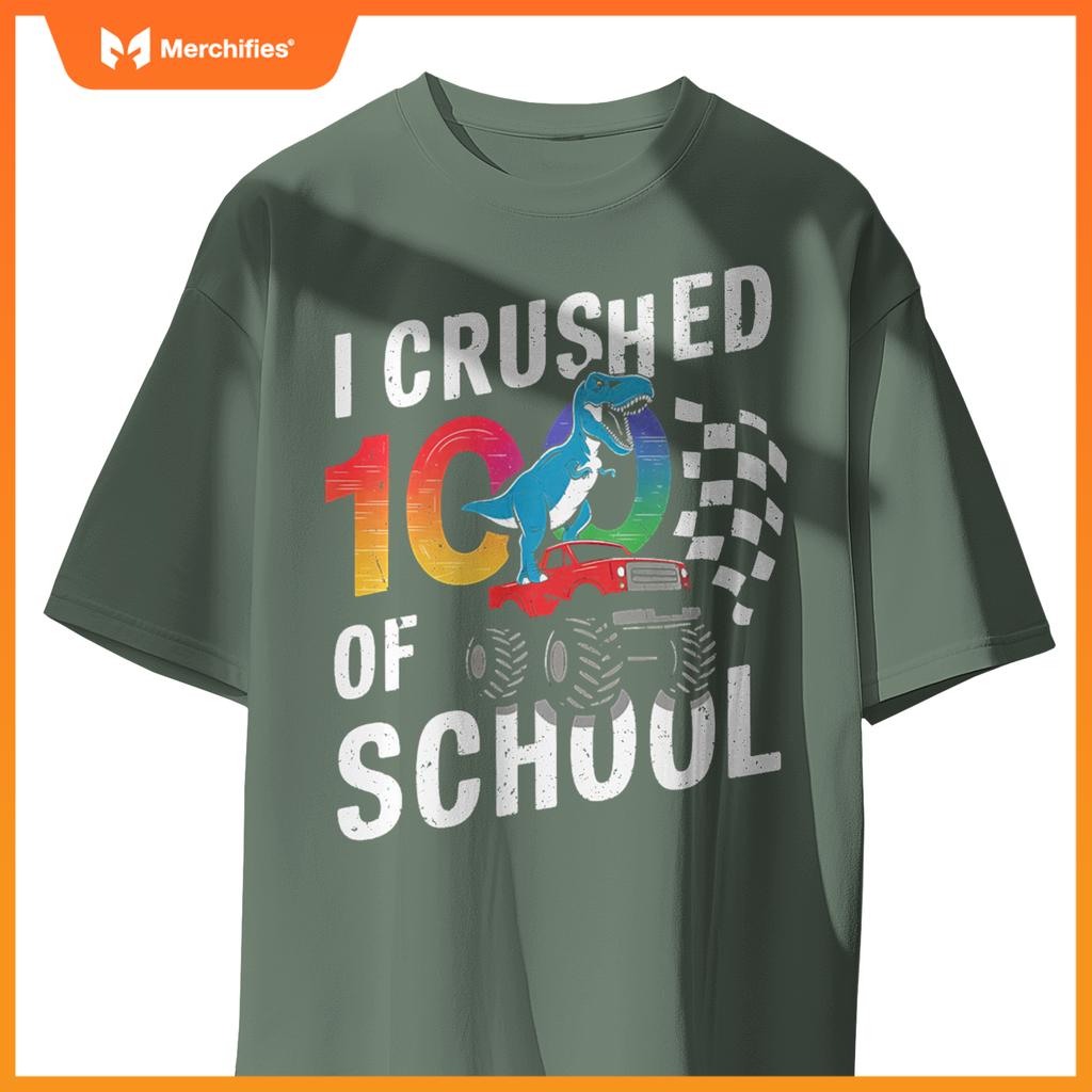 100 Days Of School Monster Truck Dinosaur T-Shirt