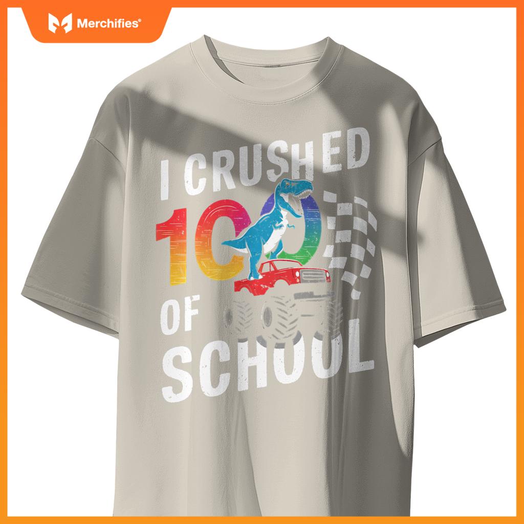 100 Days Of School Monster Truck Dinosaur T-Shirt