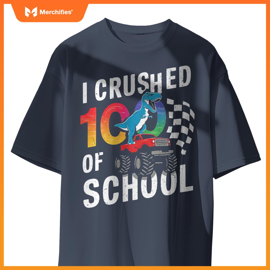 100 Days Of School Monster Truck Dinosaur T-Shirt