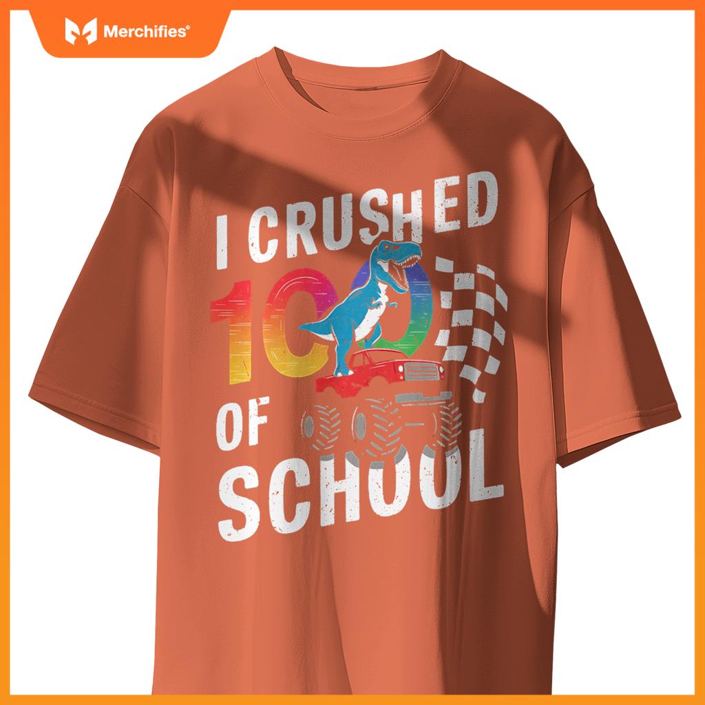 100 Days Of School Monster Truck Dinosaur T-Shirt